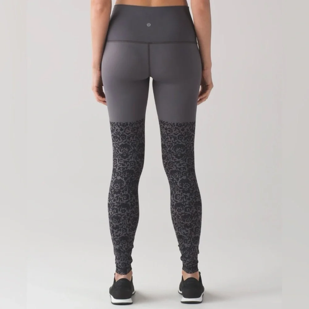 Lululemon Wunder Under Pant Engineered Print Nulux Dark Carbon Black Sz 4